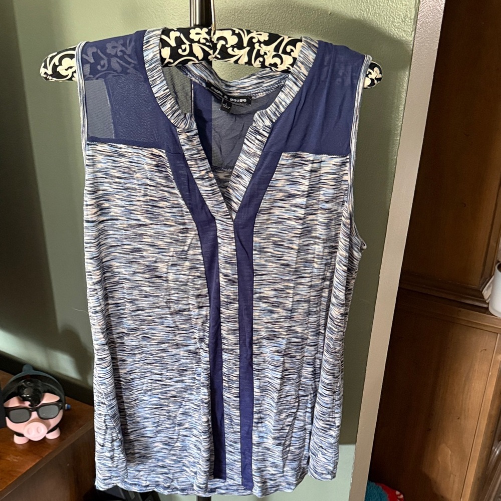 Cable & Gauge Navy and White Tank Top
